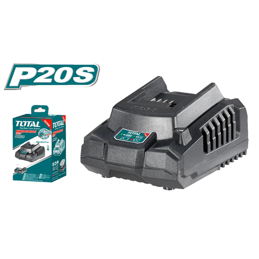 Total Tools-Lithium ion-20v-2ah-Charger-Front-next to box