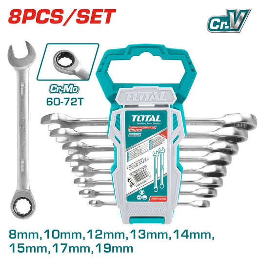 Totaltools-ratchet-spanner-8pcs-set-specs-packaging