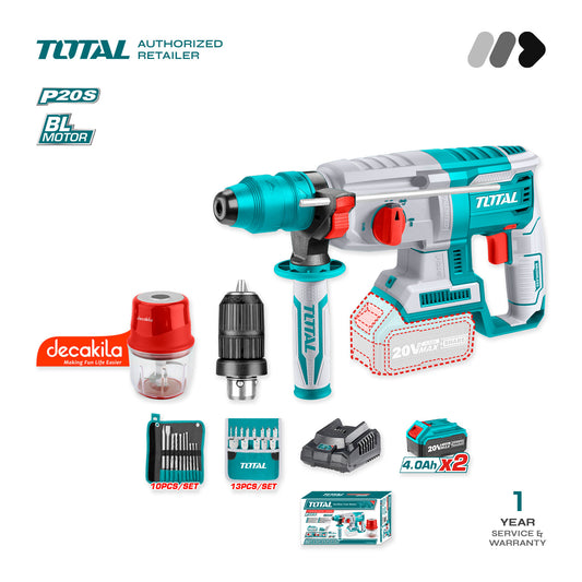 Total tools-Rotary Hammer Drill-2x battery-drill bits-charger and SDS