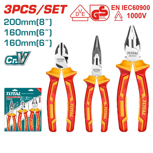 Total Tools-3piece-plier set-industrial-Insulated 1000v-with specs