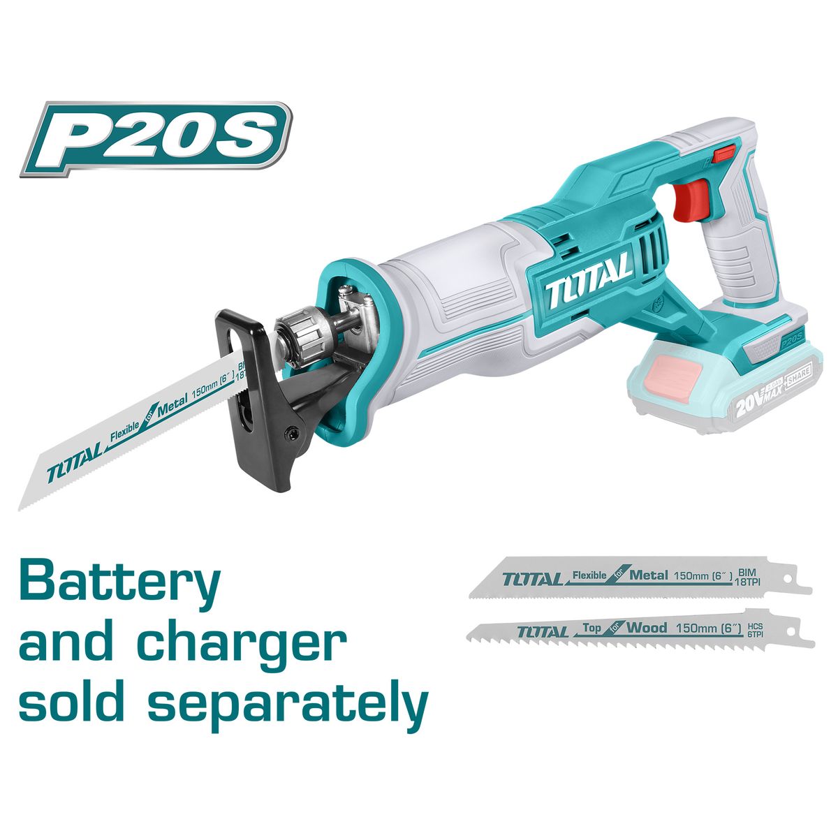 Total Tools- Reciprocating Saw-Cordless-20v- with Accessories