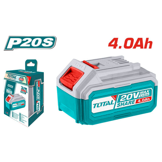 Total Tools-Lithium ion-20v-4ah-battery pack-next to Box
