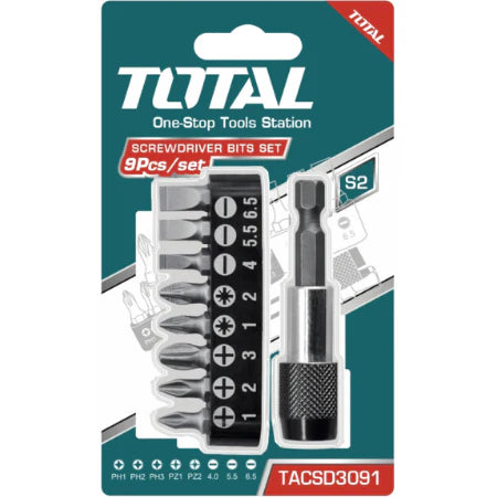 Total 9PCS Screwdriver Bits Set- in package