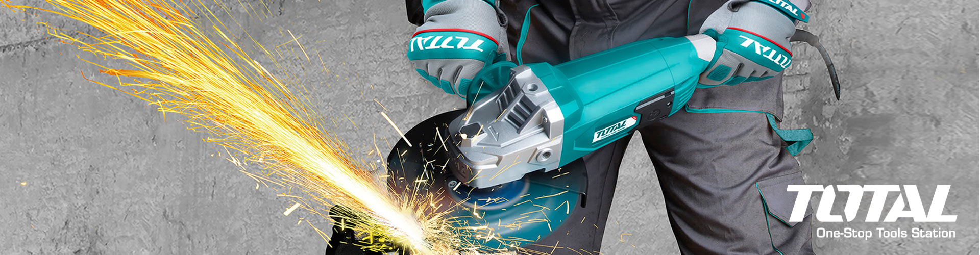 Total tools-Man using angle grinder-Banner