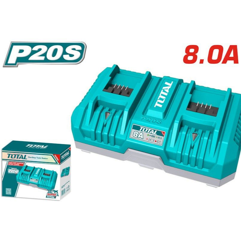 Total Tools 20V Lithium-Ion Industrial Dual Fast Charger 8A(4A+4A)