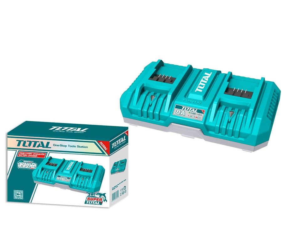 Total Tools 20V Lithium-Ion Industrial Dual Fast Charger 8A(4A+4A)